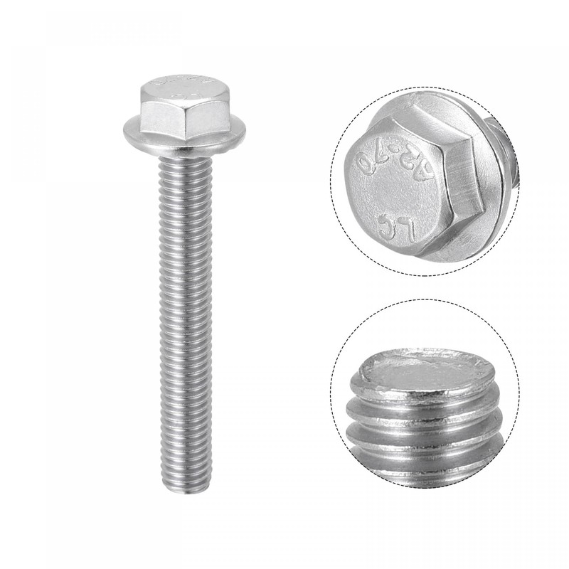sourcing map M8x60mm Hex Serrated Flange Bolts Screws Metric Thread