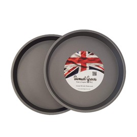 Samuel Groves 2X Victoria Sandwich Cake Tin Pan 7" (17.5cm) Superior Double Coated Non Stick Fixed Base, Made in England