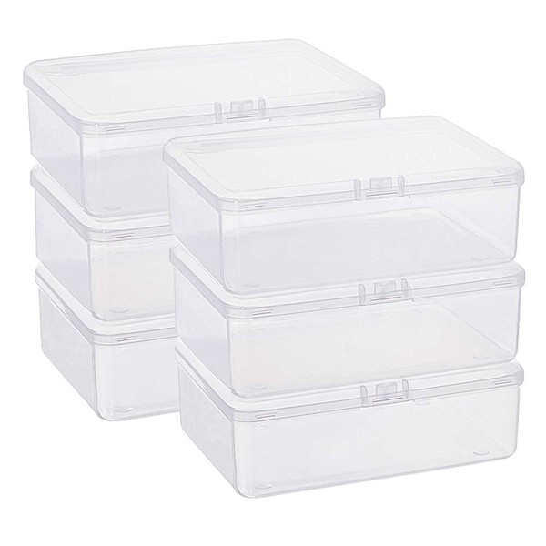 BENECREAT 6 Pack Rectangle Plastic Bead Storage Containers Box 14.4x10.8x4.7cm