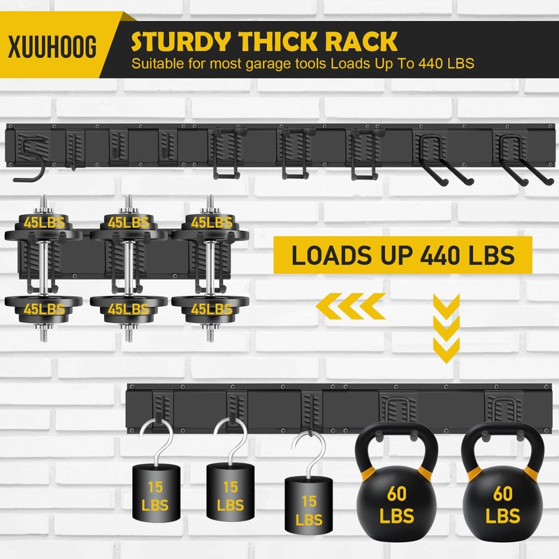 XUUHOOG 48-Inch Adjustable Garage Wall Tool Organizer with Black High-Strength