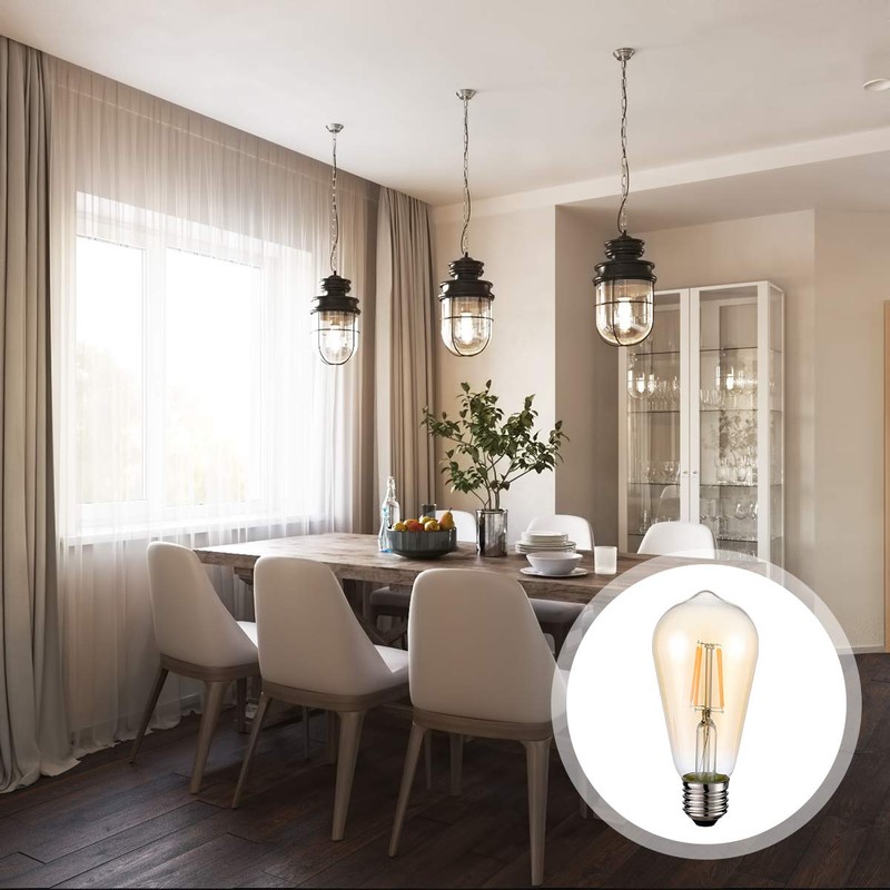 HESSION Vintage LED Edison Bulbs 4W ST58,Equivalent 60W,Dimmable,6 Pack E26