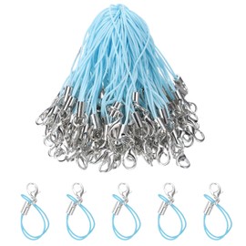 sourcing map 200Pcs Clasp Cords Clasp Strap Lanyard Charm Short Finger Rope with Lobster Clasp for Cellphone Cases Keychain DIY Jewelry Making, Lake Blue