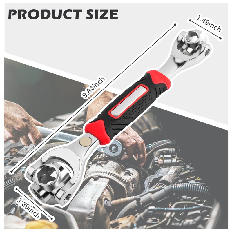 carleef 9.84" 8-in-1 Magnetic Lug Wrench with 8mm-21mm Socket,360° Rotating