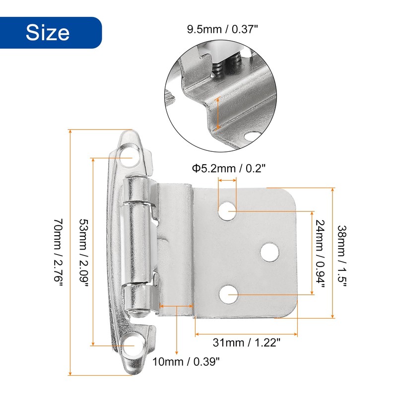 sourcing map 3/8" Cabinet Kitchen Inset Hinges, 6Pcs Self Closing