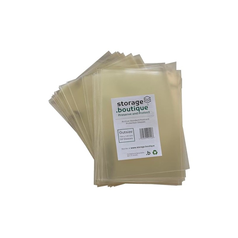 Storage.boutique Postcard Protection Sleeves, Acid Free & Archive Standard, Outsize