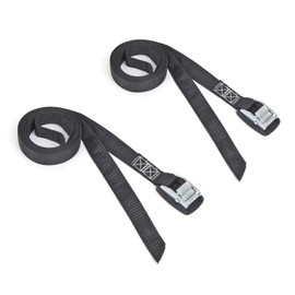 PowerTye 1in x 8ft Lashing Strap with Cam Buckle and Protective Rubber Pad- Made in USA - 200 lb. Working Load Limit / 600 lb. Breaking Strength - Black - 2-Pack