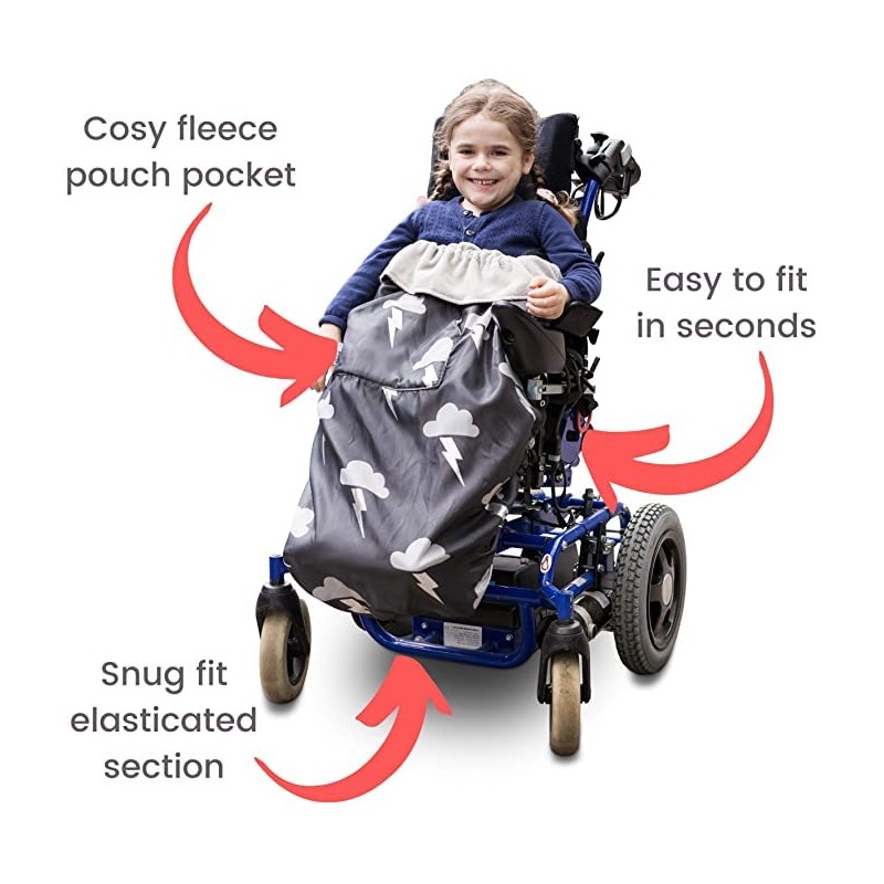 Bundlebean - 100% Waterproof Fleece Lined Wheelchair Cover - Kids