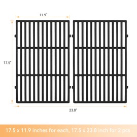 E310 17.5" 7638 7639 Grill Grates for Weber Spirit I & II 300, Spirt E310 E320 E330 S310 S320 S330, Cast Iron Cooking Grates, Grill Replacement Parts for Genesis Silver/Gold, Genesis 1000-3500