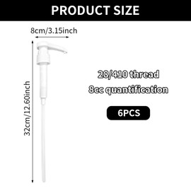 Hevysuo 6 Stück Dosierpumpe Sirup Pumpspender,Durchmesser 28mm Länge kann Getrimmt Werden,Spülung,Getränke und Weitere Behälter,Weiß