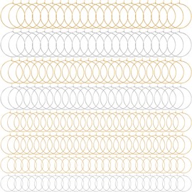 SmallCat 280PCS Hoop Earring Findings, Gold/Silver Plated Hoop Earrings, 4 Sizes Charming Wine Glass Rings Hoop for DIY Earring Jewelry Making, Parties and Festivals