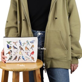 PYOUL Bird Lover Gift Birds Design Makeup Bag Bird Watcher Cosmetic Bag Who Loves Birds Gift Bird Nerd Merch (Birds Design Bag)