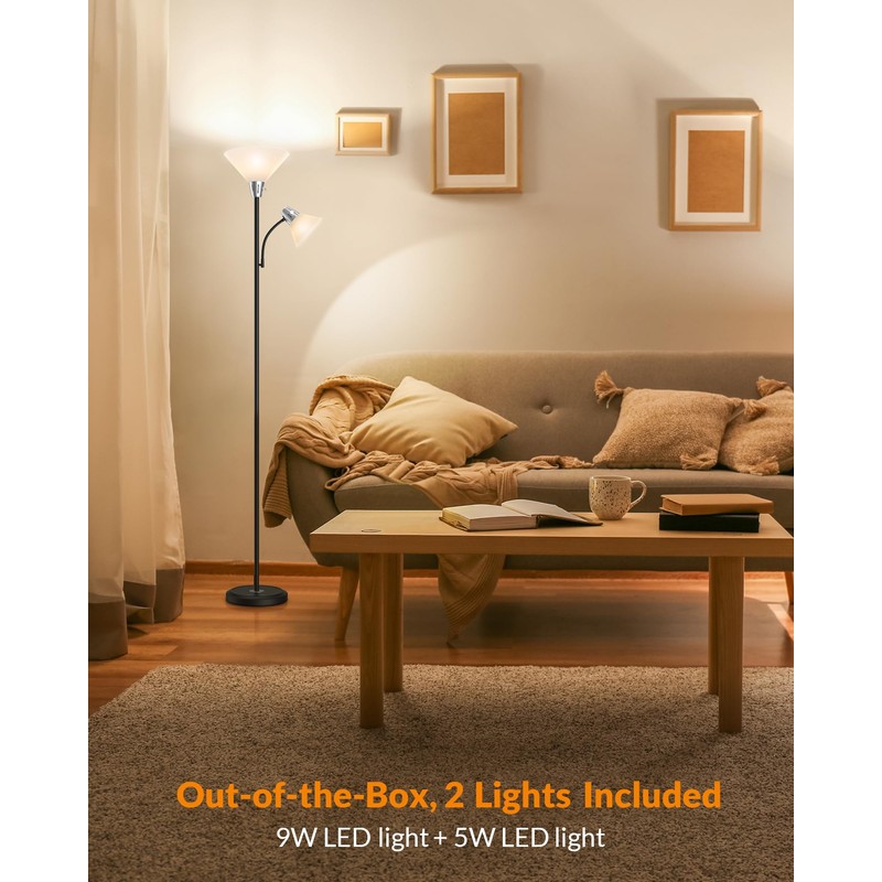 LEPOWER Floor Lamp, Standing Lamp Replaceable 3000K Energy-Saving, Lamp for