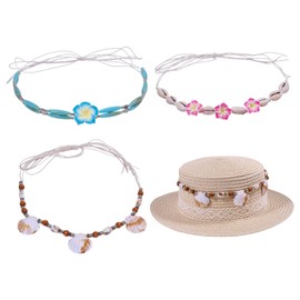 CHGCRAFT 3Pcs 3 Styles Western Cowboy Hat Bands Shell Beads Hats Belt Replacement for Men Women Cowboy Caps, Bend Brim Fedora Caps