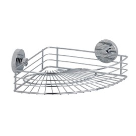 WENKO 20887100 Vacuum-Loc® corner shelf Bari - fixing without drilling, Steel, 31.5 x 8.5 x 22 cm, Chrome