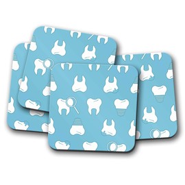 4 Set - Dental Hygiene Drinks Coaster - Teeth Health Dentist Tooth #8501