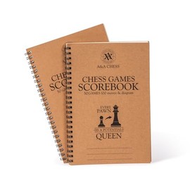 A&A Paquete de 2 cuadernos de ajedrez, registro de 50 juegos, 100 movimientos por juego, cuaderno de puntuación de ajedrez con protección para los ojos / 14 x 21 cm