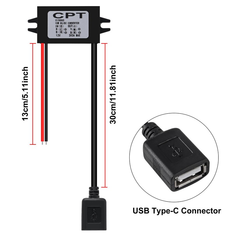 AITRIP 3Pack 12V DC to 5V 3A USB Female Converter