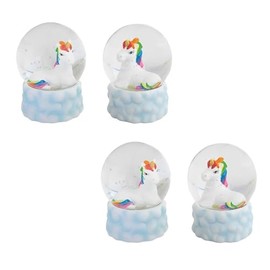 ICE ARMOR 2-PC Gift Set 2-PC Rainbow Unicorn Glitter Snow Globe 3.25" H Statue Sculpture Ornament Decoration Home/Room Decor for Housewarming, Holidays, Christmas Special