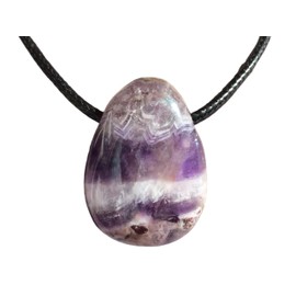 Steinfixx® - Gemstone Pendant Made of Genuine Chevron Amethyst | Teardrop Pendant | Colour-Intensive | with 80 cm Suede Cord | Zigzag Amethyst, amethyst Suede strap, Amethyst Chevron Amethyst amethyst