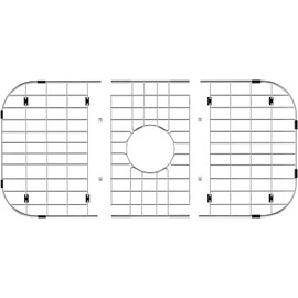 SANNO 26"L X 14" Sink Grid Protectors, Sink Protector Grid for Kitchen Sink Rack Bottom Grid Centered Drain Hole with Corner Radius, 304 Stainless Steel