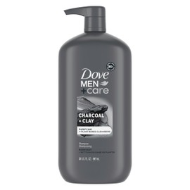 DOVE MEN+CARE Charcoal Pump Purifying Shampoo Charcoal + Clay for Stronger, More Resilient Hair, with Plant-Based Cleansers, 31 oz