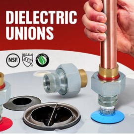 Midline Valve EVGG0012-OM-5 Dielectric Union Pipe Fitting; 1/2 in. FIP; Reduces Electrolysis; Brass x Stainless Steel (5 Pack)