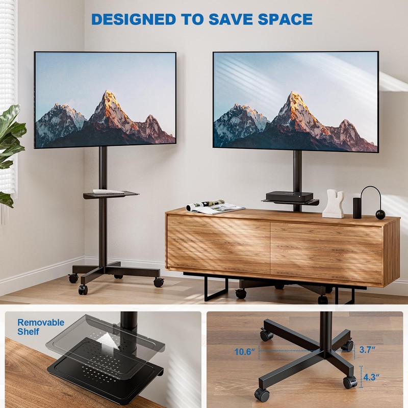 HOLMAXD Mobile TV Stand for 23-65 Inch LCD LED Flat/Curved
