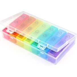 VASLON Weekly Pill Box,Moisture-Resistant Large Daily Pill Cases Portable Travel Container for Pills/Vitamin/Fish Oil/Supplements (rectangle)