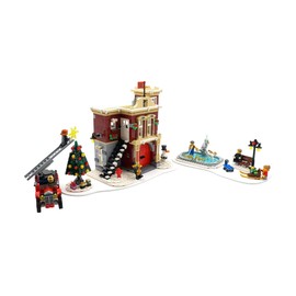 Brickcessories Display Base Compatible with Set 10263 - Winter Village Fire Station, - 4.5mm White Acrylic Base, Set Not Included