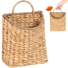 Woven Hanging Water Hyacinth Basket, Hanging Wall Wicker Basket, Handmade Organizer Baskets, Hanging Flower Basket for Shelves, Walls, Doors, Balconies, Front of House, Garden, Farmhouse, Home.