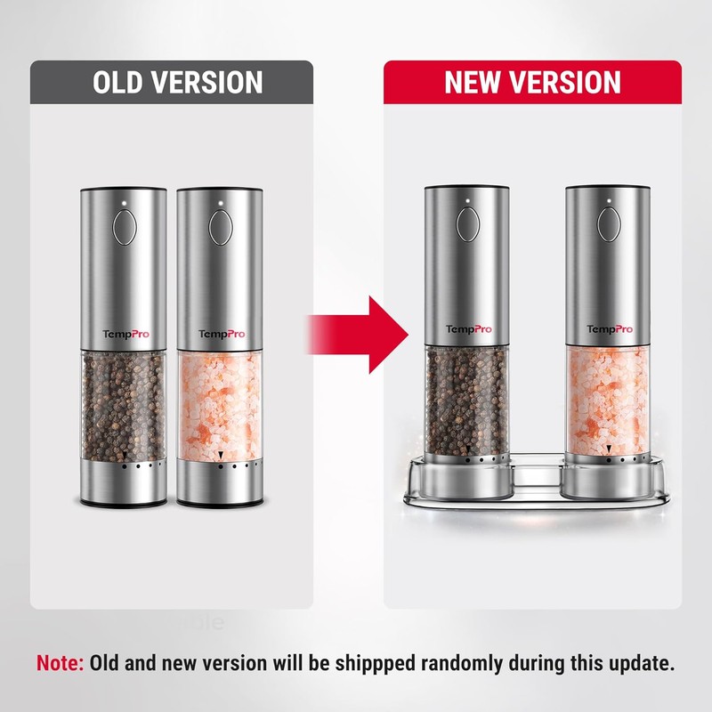 TempPro 100ml Electric Salt and Pepper Grinder Set Rechargeable, Automatic