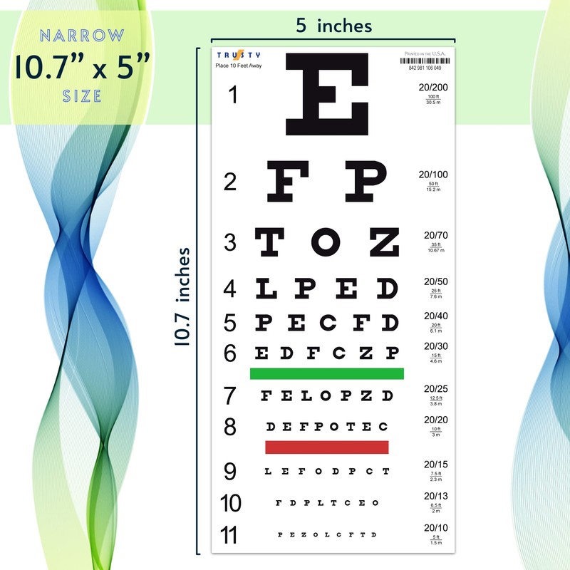 TRUSTY Snellen Eye Chart for Eye Exams at 10 Feet