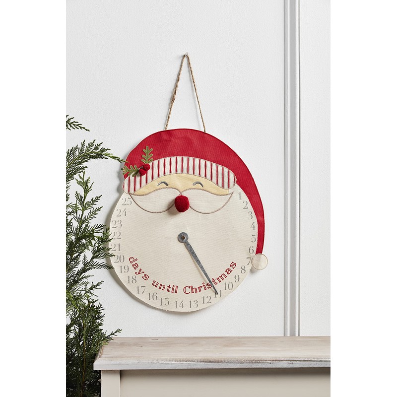 Mud Pie, 16" Dia Christmas Santa Clock Countdown, Multi