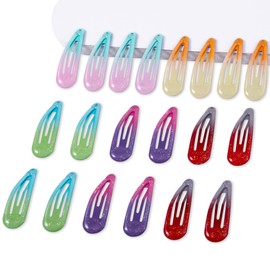 Cptots 20 PCS Metal Snap Hair Clips Water Drop No Slip Barrettes for Women Bright Small Hair Clips For Thick And Thin Fine Hair,Assorted Colors,1.97 x 0.5 In.