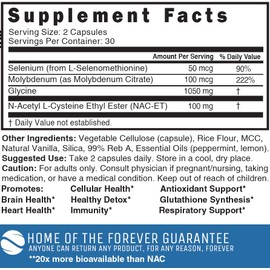 Neuro NAC Supplement N-Acetyl Cysteine Ethyl Ester - More Bioavailable Than NAC 600 mg - Boost Glutathione 10x More Than Liposomal Glutathione - N Acetyl Cysteine Ethyl Ester 60 Capsules