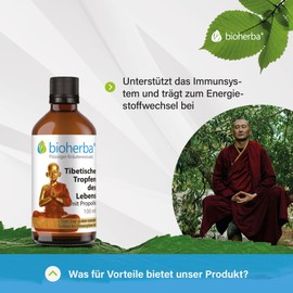NEUHEIT - BIOHERBA Propolis - Tibetische Tropfen des Lebens, Tinktur 100 ml: Mit Knoblauch, Kamille, Johanniskraut & Eisen - Stärkung für Immunsystem & Energiestoffwechsel, PZN 17186931