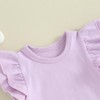 Mubineo Baby Girl Summer Basic Plain Ruffle Sleeve Bubble Romper