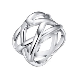 Cutesmile Fashion Jewelry 925 Sterling Silver Fish Mesh Wedding Ring for Women(7)