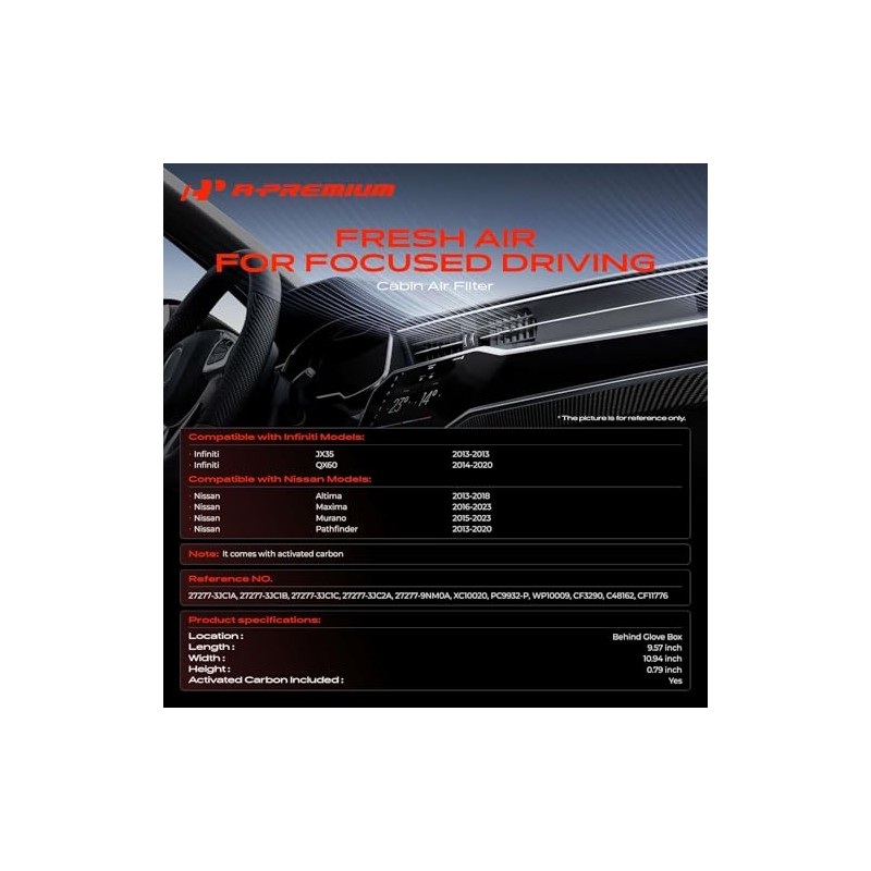 Filtro de aire de cabina A-Premium con carbón activado compatible