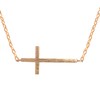 Spinningdaisy Handcrafted Brushed Metal Sideway Cross Necklace Gold