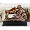 Ebros Wall Street Charging Bull Goring Bear Bronze Electroplated Figurine