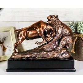 Ebros Wall Street Charging Bull Goring Bear Bronze Electroplated Figurine