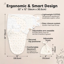 KeaBabies 3-Pack Swaddles for Newborn Baby Girls, Boys with Hats - Organic Soft Baby Sleep Sacks, Breathable Baby Swaddle 3-6 Months Beanies Set, Premie Infant Sleep Sack 0-3 Months (Nibbles/Bruce)