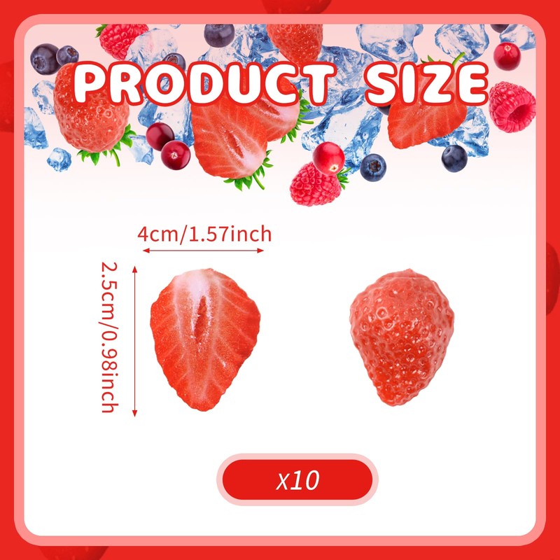 HUIANER 12PCS Artificial Strawberry Blocks Lifelike Strawberry Fake Fruit Decoration