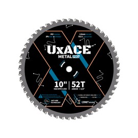UXACE 10-Inch 52-Tooth Circular Saw Blade, 5/8-Inch Arbor, Ferrous Metal, Steel Cutting Blade, Carbide Tip, Thin Kerf, for Channel, EMT Conduit, Angle Iron, Threaded Rod, Flat Bar