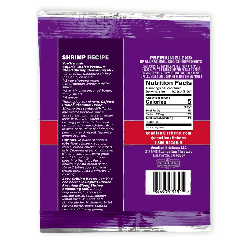 Cajun's Choice Cajun Shrimp Seasoning Mix, 0.3 oz - Pack