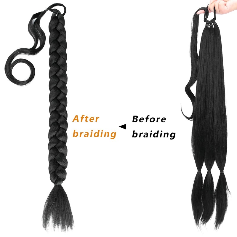 BOBIYA Long Braided Ponytail Extension 30 Inch Pre stretched Braiding