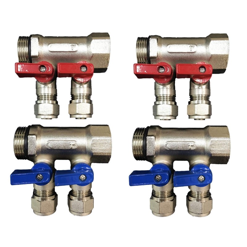 3/4" 4 -Loop/Port Ball Valve Brass Pex Manifold for 1/2"