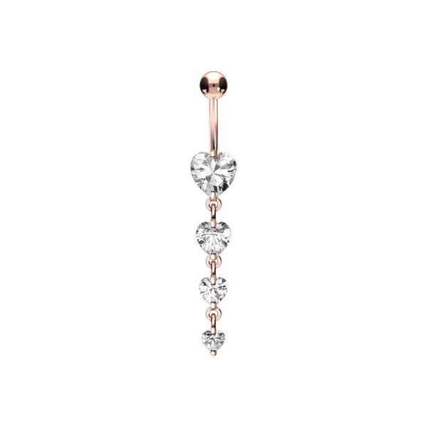 PIERCINGLINE surgical steel dangle belly button piercing with 4 hanging