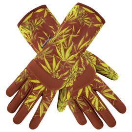 SAWANS Gardening Gloves Ladies Men/Women Microfiber Leather Long Forearm Durable Breathable Thorn Proof Gardener Safety Work Spandex Sleeves Rose Pruning Gift (Long Brown, M)